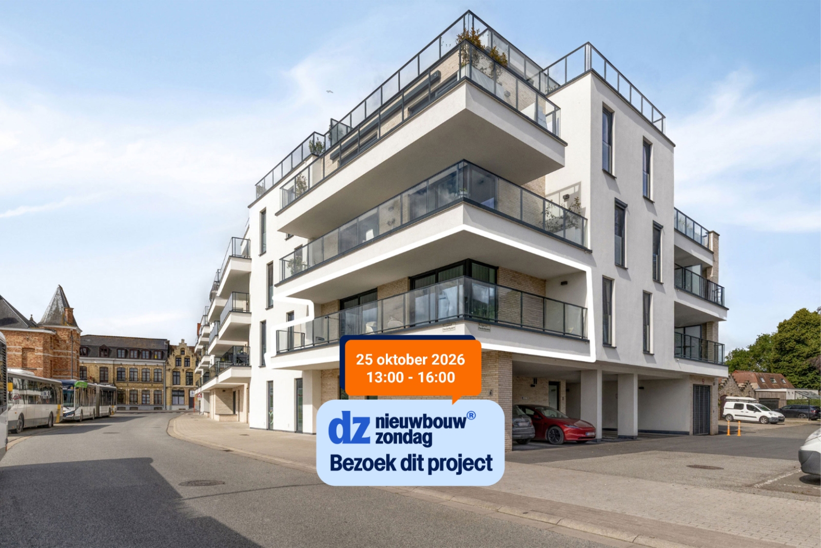 Ruim appartement met 2 slaapkamers en royaal zonneterras in hartje Diksmuide