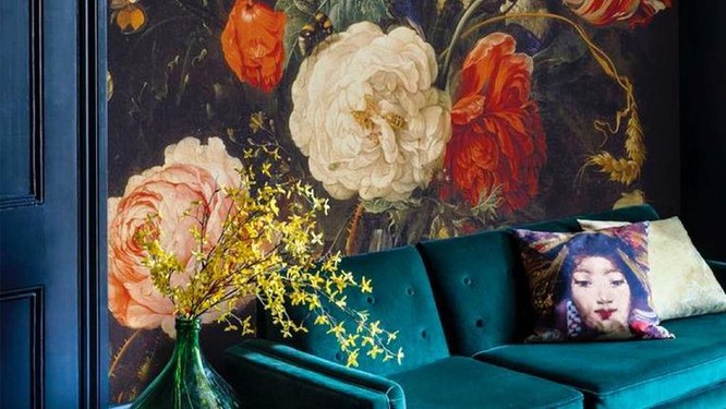 Bloemenbehang van bij de bomma en bompa is de nieuwste interieurtrend