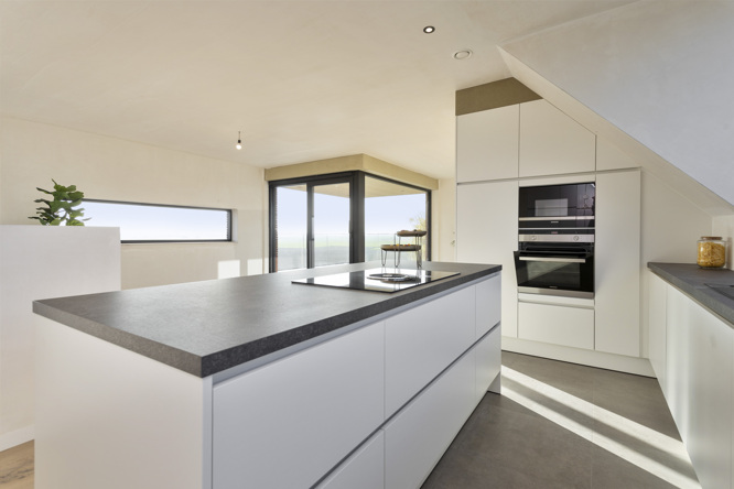 Keuken boven en slaapkamer beneden